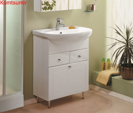 Тумба под раковину AQUATON Норма 65 напольная, с корзиной для белья, белая (1A054901NO010)