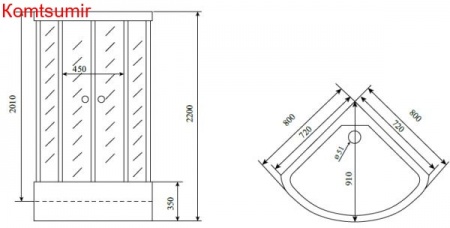 Timo Standart T-6680 Black душевая кабина (80*80*220), шт