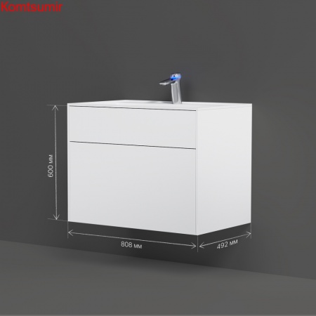 M50AFHX0803WM Inspire V2.0, База под раковину, подвесная, 80 см, 3 ящика, push-to-open, белый матовы