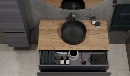 Тумба Cossety 100 подвесная Антрацит/Дуб Крафт золотой