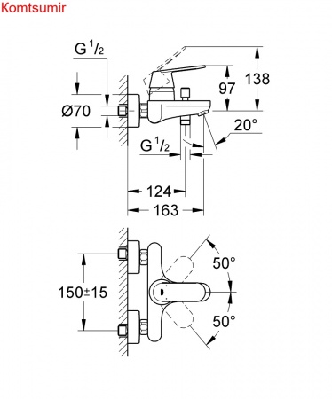 Смеситель для ванны Grohe Eurosmart Cosmopolitan Хром (32831000)