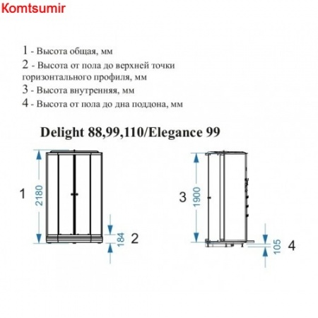 Душевая кабина Domani-Spa Delight Slim чёрное стекло 99 (90х90)