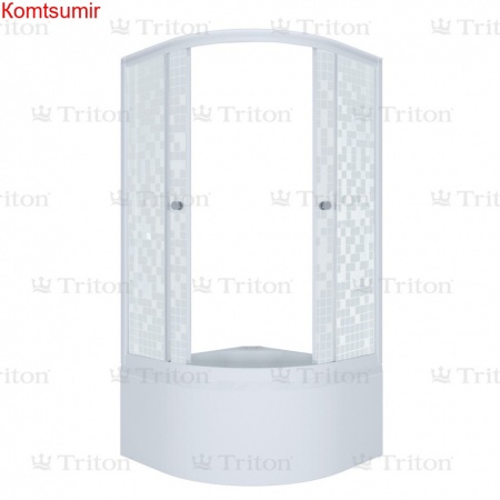 Душевой уголок Triton "Стандарт 90*90 Б1" АКВА - МОЗАИКА, полукруг, глуб. поддон (5 мест+сифон E410CL)