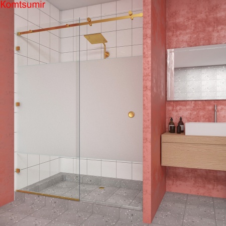 Душевая дверь 130х200 "GLASS" Раздвижная, фурнитура хром, прозрачное стекло 6 мм.