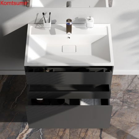 M50AFHX0803GM Inspire V2.0, База под раковину, подвесная, 80 см, 3 ящика, push-to-open, графит матов