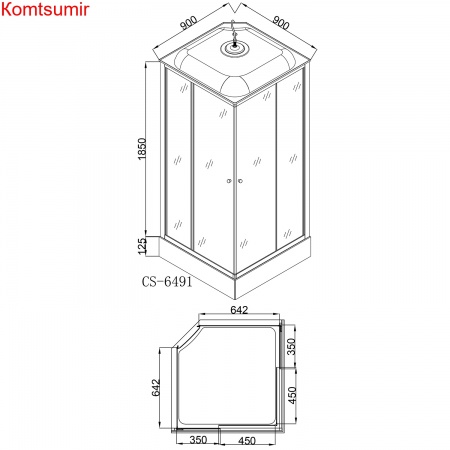 Душевая кабина Loranto 90х90х215, поддон 13 см, верхний душ (CS-6491G)