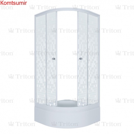 Душевой уголок Triton "Стандарт 100*100 В1" АКВА - МОЗАИКА, полукруг, сред. поддон (3 места+сифон E410CL)