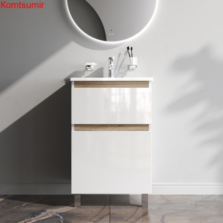 M85AFSX0552WG X-Joy, База под раковину, напольная, 55 см, 2 ящика, белый глянец