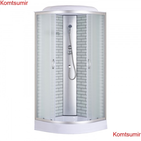 Душевая кабина Loranto 90х90х215 поддон 13см, белый кирпичный узор, матовое стекло 4мм, профиль хром (CS669013FW90)