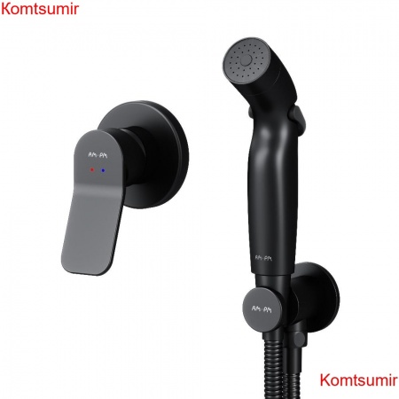 AM.PM F40H85A22 X-Joy, гигиенический набор для скрытого монтажа со смесителем для душа, черный, шт.