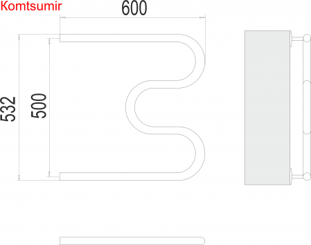 М-обр AISI 32х2 500х600 Полотенцесушитель  TERMINUS М-обр AISI 32х2 500х600 Полотенцесушитель  TERMINUS