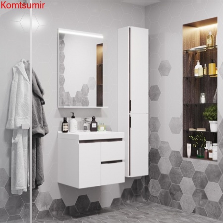 Тумба под раковину AQUATON Рене 60 подвесная Белый/Грецкий орех (1A258501NRC80)