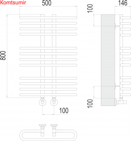 Сахара П12 500х800 Полотенцесушитель  TERMINUS