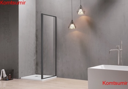 Боковая часть душ. ограждения SANTREK AQUA Time- SP-800-C-Matt Black 8001950 стекло Прозр 6мм, профиль Черный