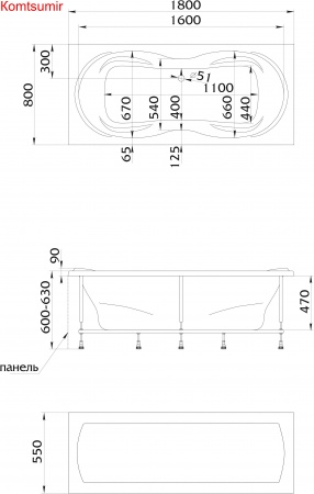 Акриловая ванна 1Marka DINAMIKA 180x80