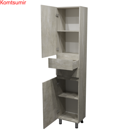 Пенал Djena Окант напольный 40 2 двери 2 ящика цемент левый