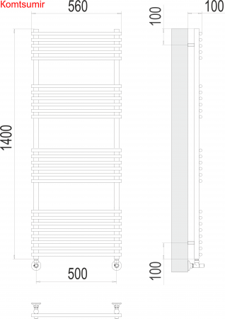 Ватра П25 500х1400 Полотенцесушитель  TERMINUS Ватра П25 500х1400 Полотенцесушитель  TERMINUS