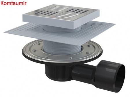 Душевой трап AlcaPlast APV3444 серый, матовый хром, в пол около стены