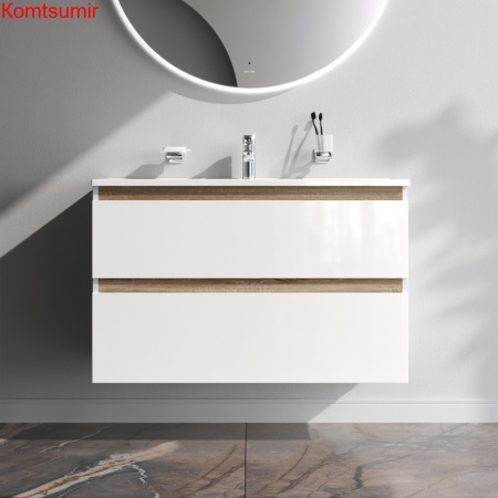 M85AFHX1002WG X-Joy, База под раковину, подвесная, 100 см, 2 ящика, белый глянец