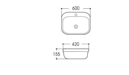 Раковина накладная для установки на столешницу AQUATEK АМАДЕО AQ6042-00, 600*420*155 мм