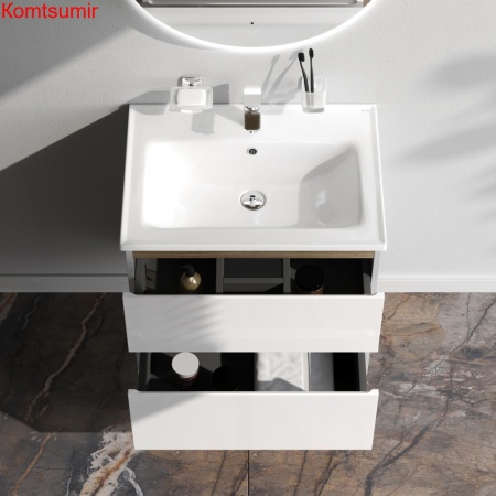 M85AFHX0652WG X-Joy, База под раковину, подвесная, 65 см, 2 ящика, белый глянец