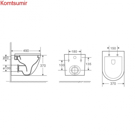 Унитаз подвесной Azario Grado 490х370х370 безободковый, в комплекте с сидением микролифт, черный матовый (AZ-0046-MB SP)
