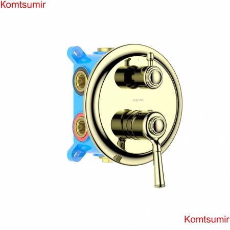 Смеситель для ванны 3 режима (внешняя и скрытая часть) AQUATEK, полир. золото AQ1547PG КЛАССИК