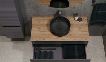 Тумба Cossety 100 подвесная Антрацит/Дуб Крафт золотой