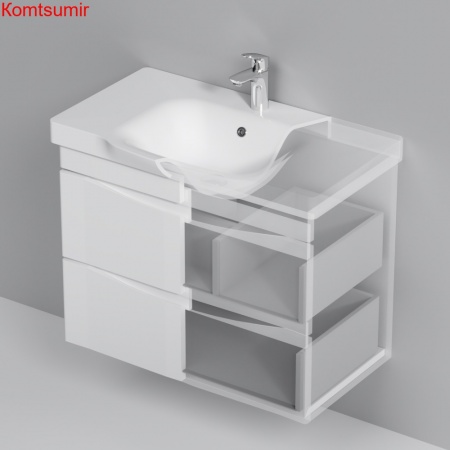 M80FHX0802WG Like, База под раковину, подвесная, 80 см, 2 ящика, белый, глянцевая, шт