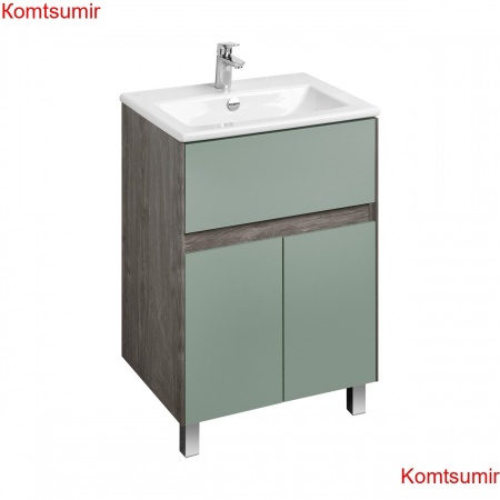 Тумба под раковину Aquaton Форест 60 см универсальный монтаж, дуб рошелье/сумеречный голубой (1A278201FR9C0)