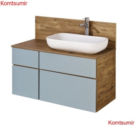Тумба под раковину AQUATON Мишель 80 NEW подвесная, без столешницы Дуб Рустикальный/Фьорд (1A256801MIX30)