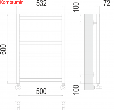 Аврора П6 500х600 Полотенцесушитель  TERMINUS