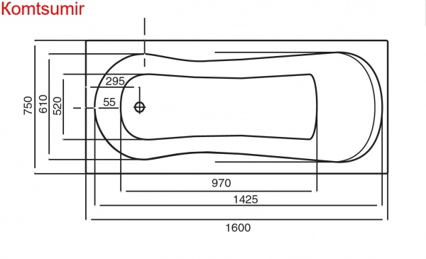 Ванна акриловая Roca UNO прямоугольная 160x75x50