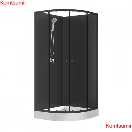 Душевая кабина Loranto NEO 90x90x(190+15) c низким поддоном 15см, прозрачное закаленное стекло 5 мм, задние стеклянные стенки черные, профиль черный-матовый (CS-21800BP)