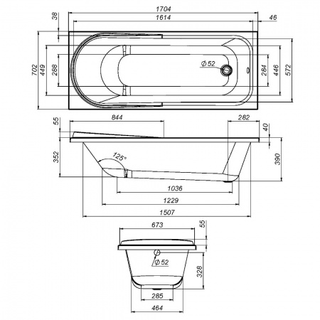 AM.PM W80A-170-070W-A Like, ванна акриловая A0 170х70 см,шт