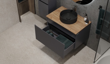 Тумба Cossety 80 подвесная, Антрацит/Дуб Крафт золотой