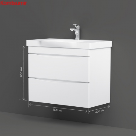 M80FHX0802WG Like, База под раковину, подвесная, 80 см, 2 ящика, белый, глянцевая, шт