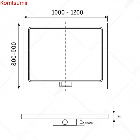 Душевой поддон прямоугольный RGW GWS-21 900x1000