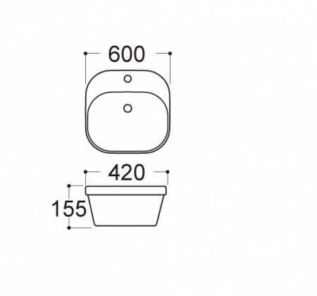 Раковина накладная для установки на столешницу AQUATEK АМАДЕО AQ5042-00, 500*420*155 мм