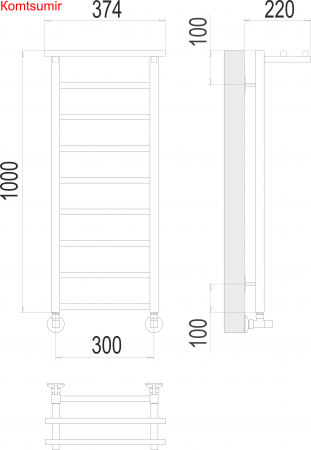 Контур c/п П9 300х1000 Полотенцесушитель  TERMINUS Контур c/п П9 300х1000 Полотенцесушитель  TERMINUS