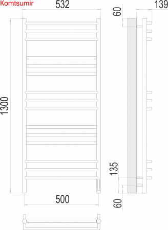 Прато П15 500х1300 электро (sensor quick touch) Полотенцесушитель  TERMINUS