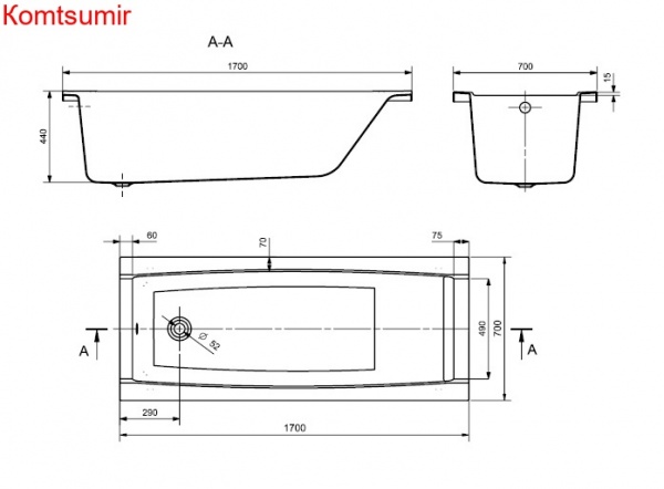 Ванна акриловая Santek Санторини прямоугольная 170х70