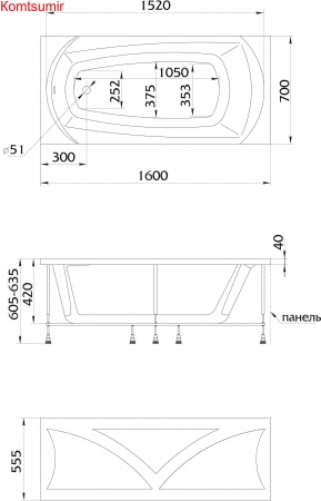Акриловая ванна 1Marka ELEGANCE 160x70