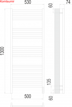 Енисей П15 500х1300  электро (sensor quick touch) Полотенцесушитель TERMINUS Енисей П15 500х1300  электро (sensor quick touch) Полотенцесушитель TERMINUS