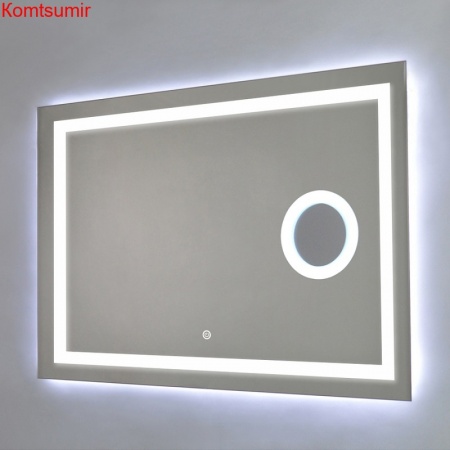 Зеркало AZARIO Оптима 915*685, LED-подсветка 2 режима, сенсорный выключатель, увеличительное зеркало