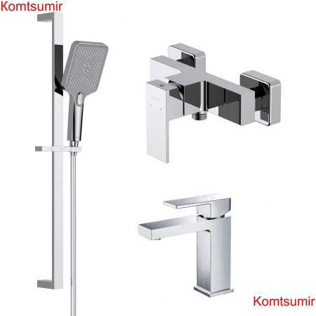 AQ1610CR ЛИБРА смеситель для раковины 114, без донного клапана + AQ1660CR ЛИБРА смеситель для душа + AQ2019CR ЛИБРА душевой гарнитур 3jet 68 см