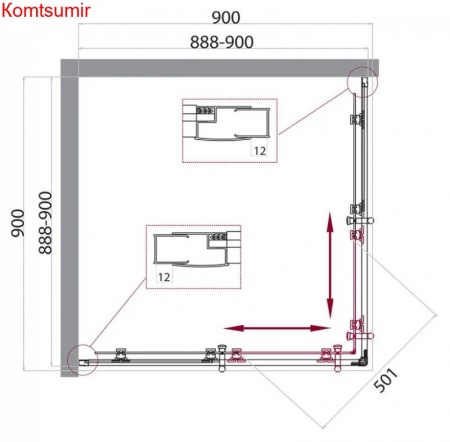 Душевой уголок BelBagno UNO-195-A-2-90-P-Cr