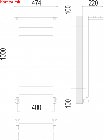 Контур с/п П9 400х1000 Полотенцесушитель  TERMINUS