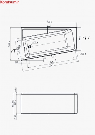 Акриловая ванна 1Marka Ванна Marka One DIRECT 170x100