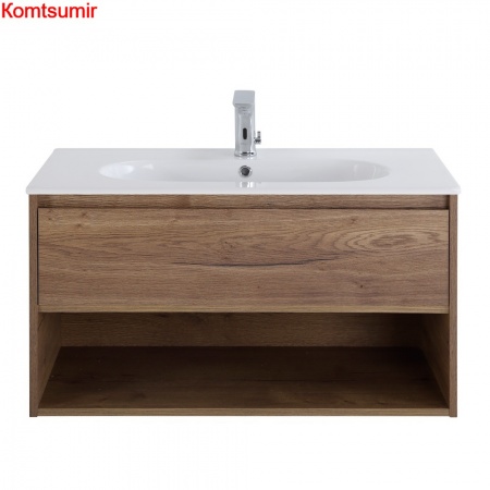 База под раковину подвесная с ящиком и открытой полкой BelBagno KRAFT-900-1C-SO-RT Rovere Tabacco